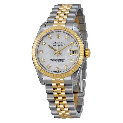 rolex mother of pearl ladies watch|Rolex lady Datejust yellow gold.